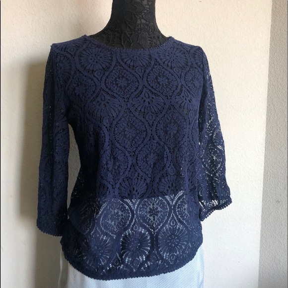 Banana Republic Tops - Blue lace top by banana republic size S